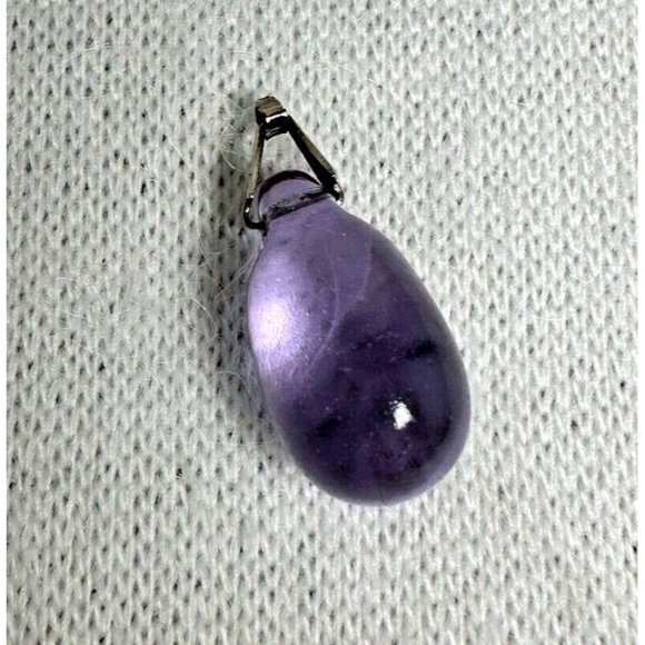 Rich Lavendar Teardrop Glass Pendant with Silver Tone Bale - 1" - Picture 1 of 3